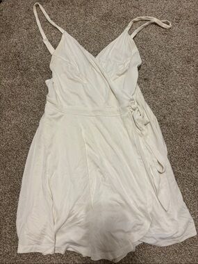 White Wrap-Style Spaghetti Strap Dress
